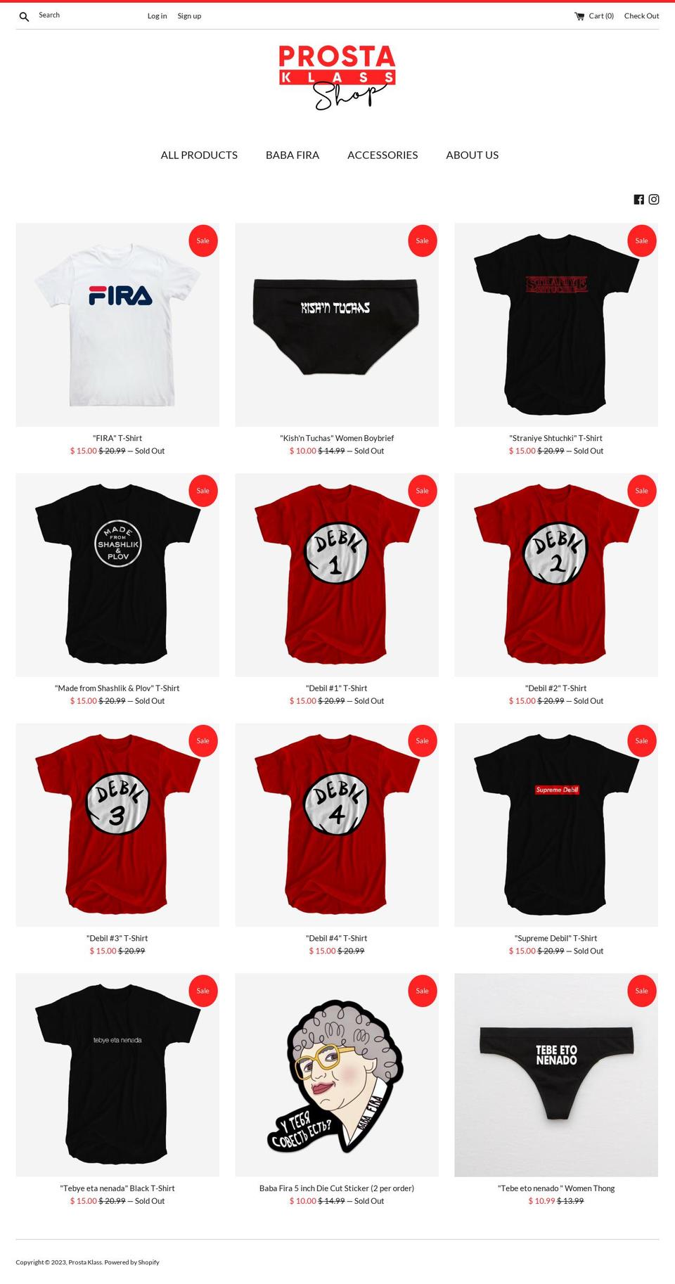 prostaklassshop.com — Shopify storefront screenshot