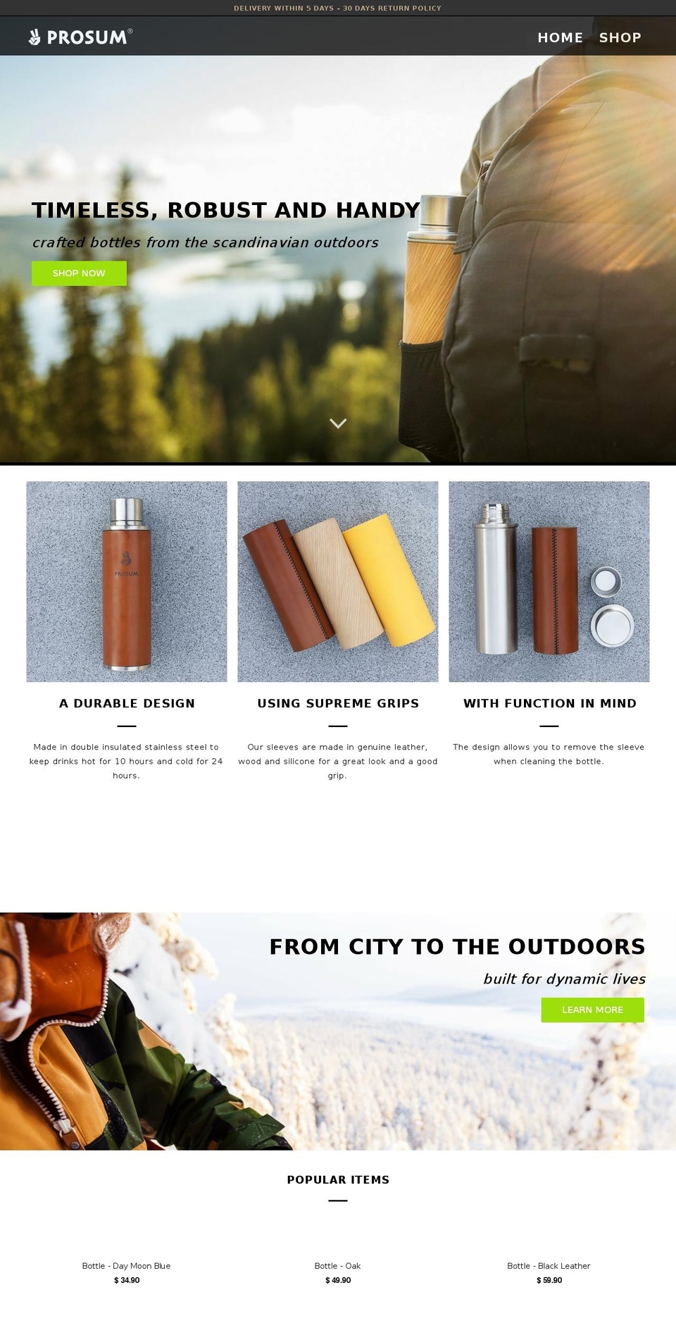 prosumbottle.com — Shopify storefront screenshot