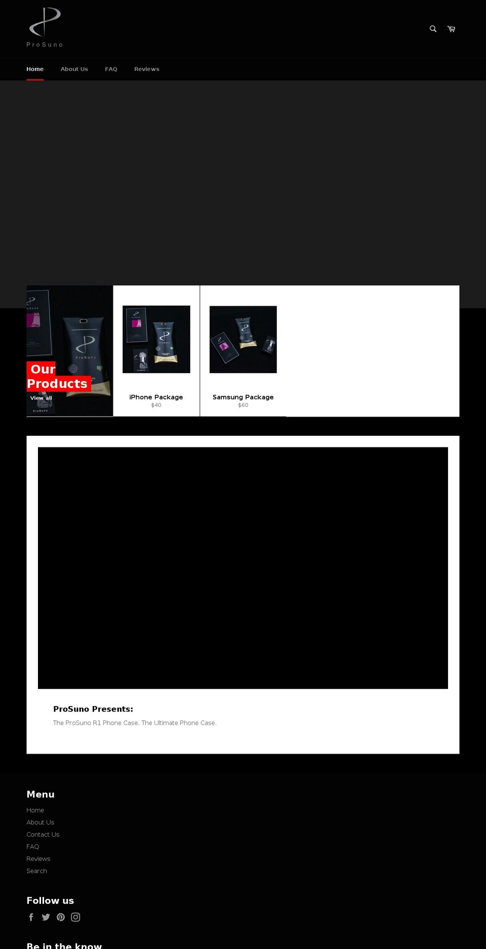 prosuno.com shopify website screenshot