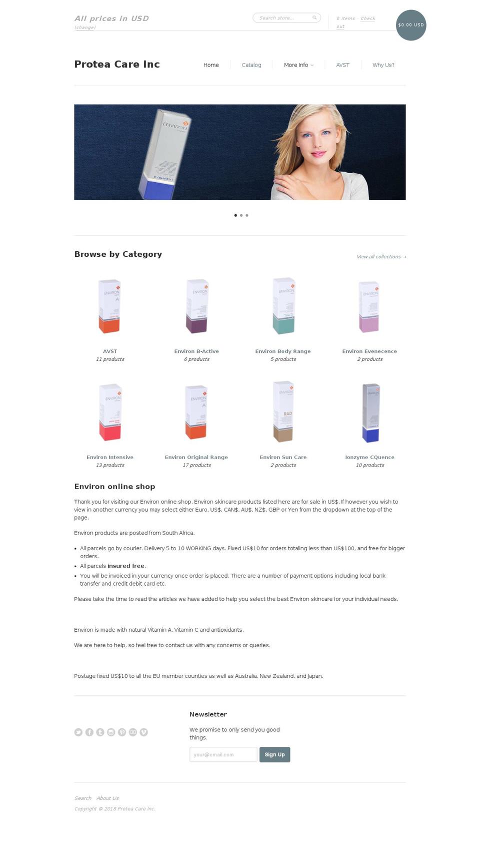 proteacares.com — Shopify storefront screenshot