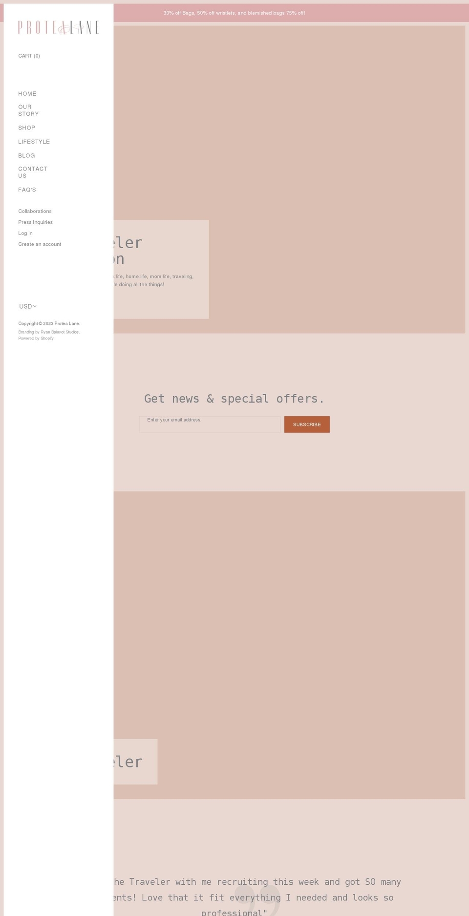 protealane.com shopify website screenshot