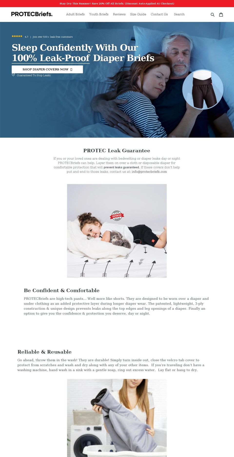 protecbriefs.com shopify website screenshot