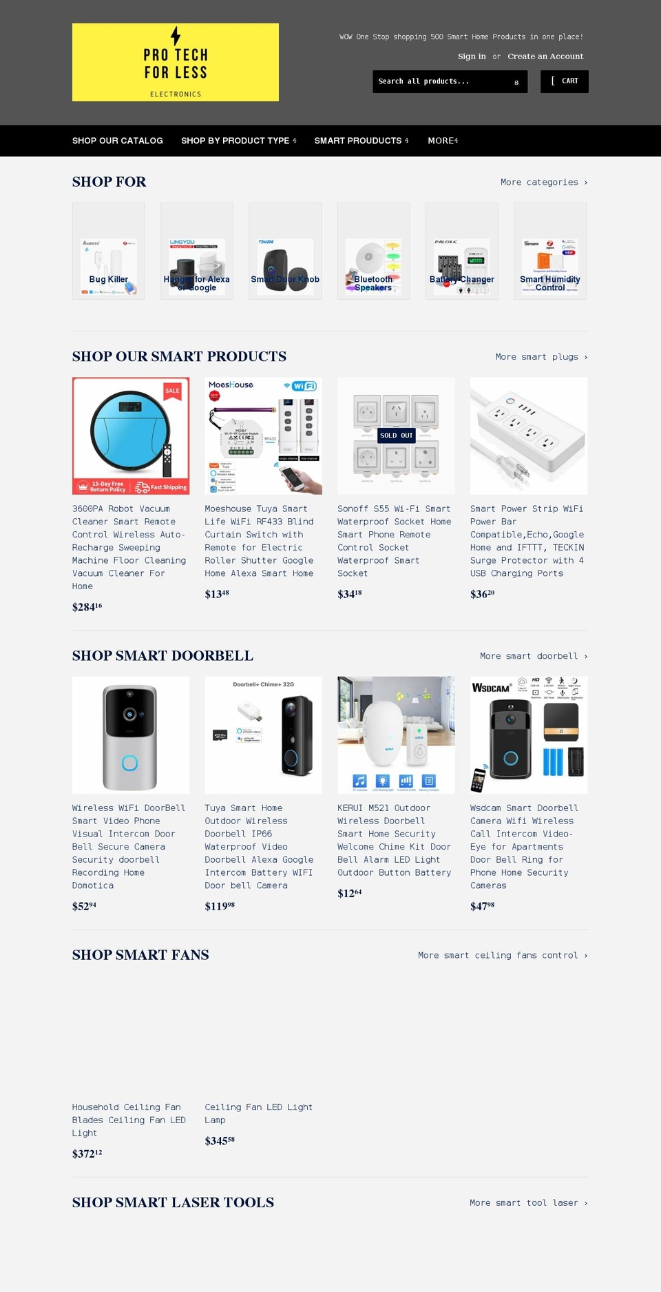 protechforless.com shopify website screenshot