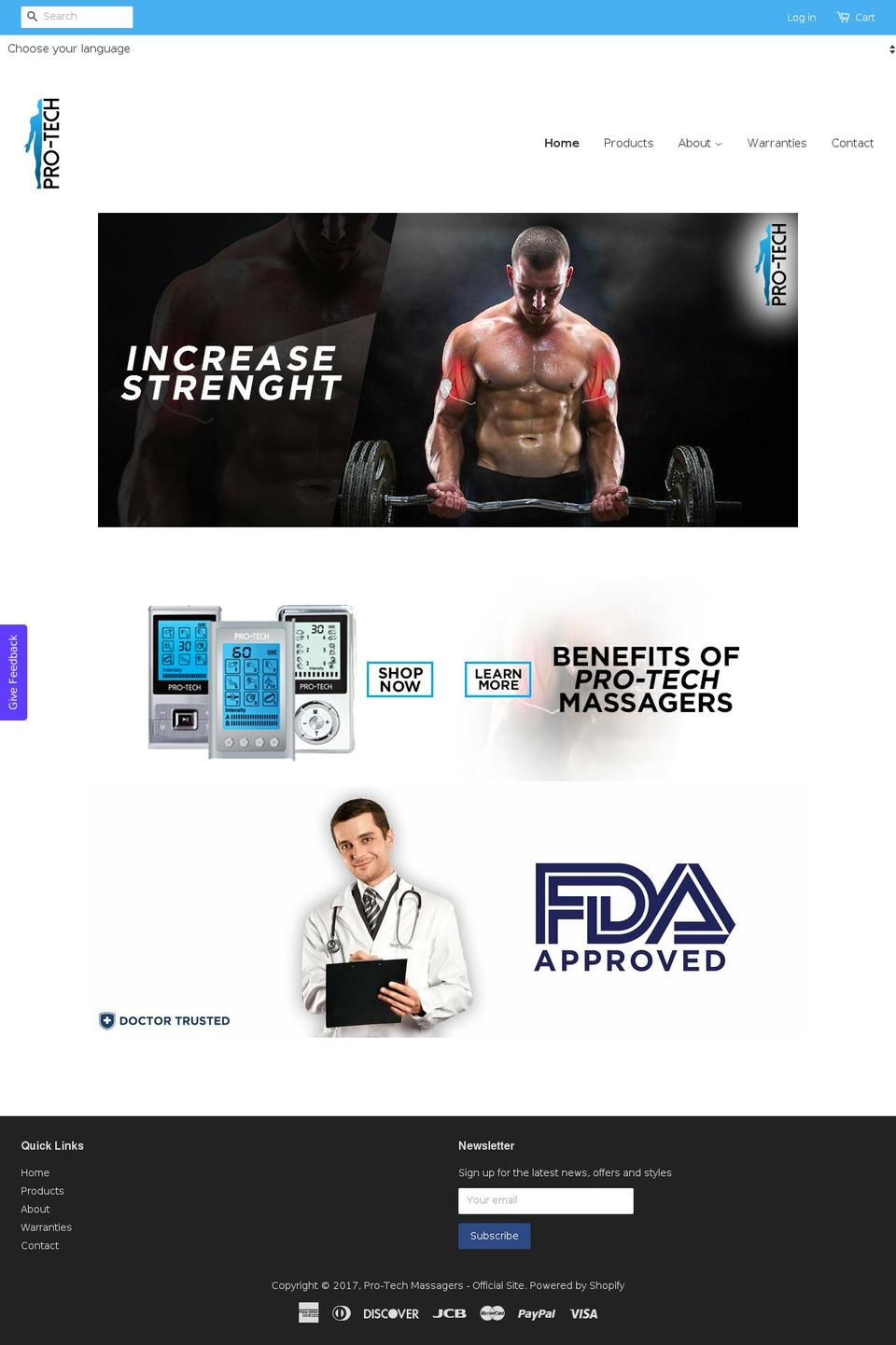 protechmassagers.com shopify website screenshot