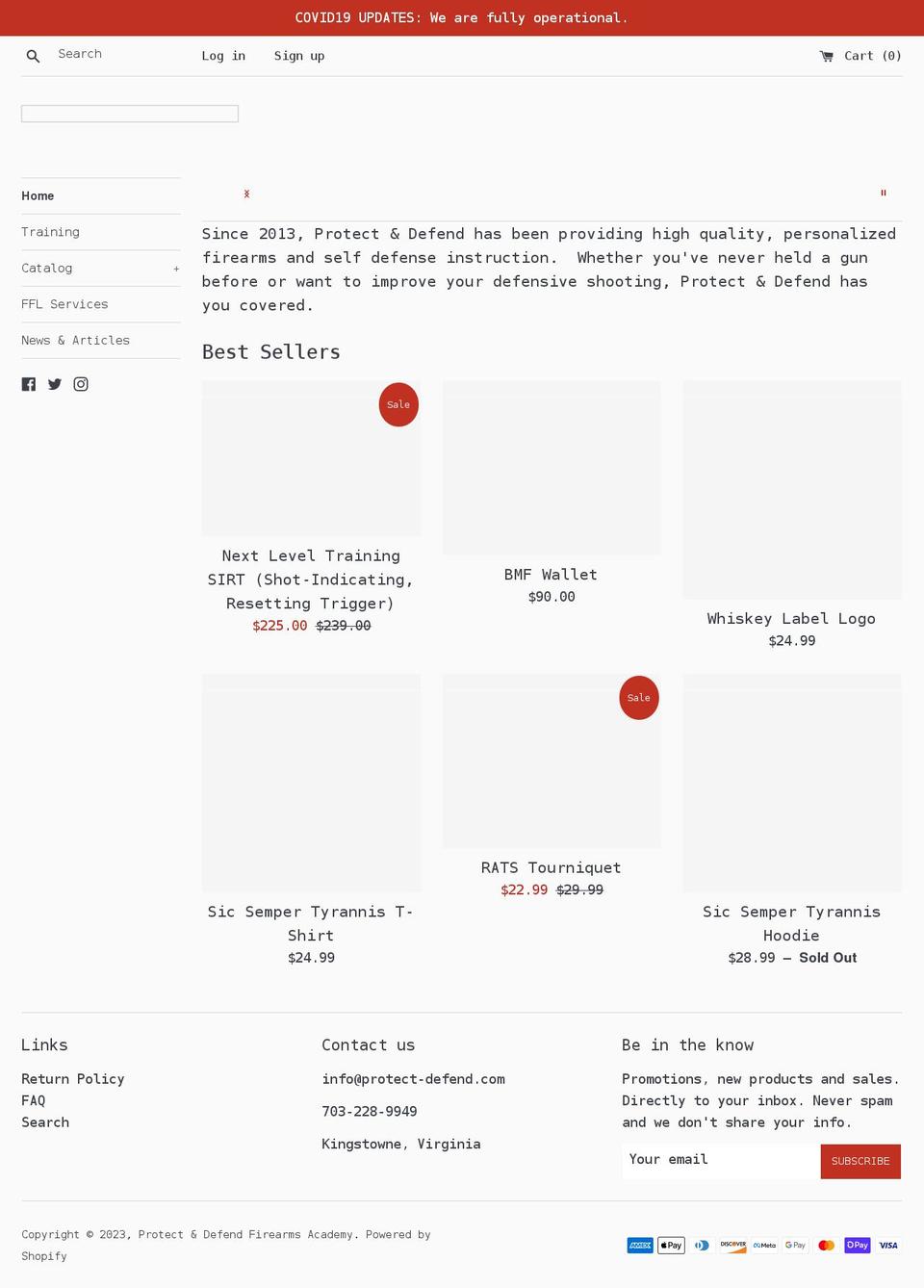 protect-defend.com shopify website screenshot