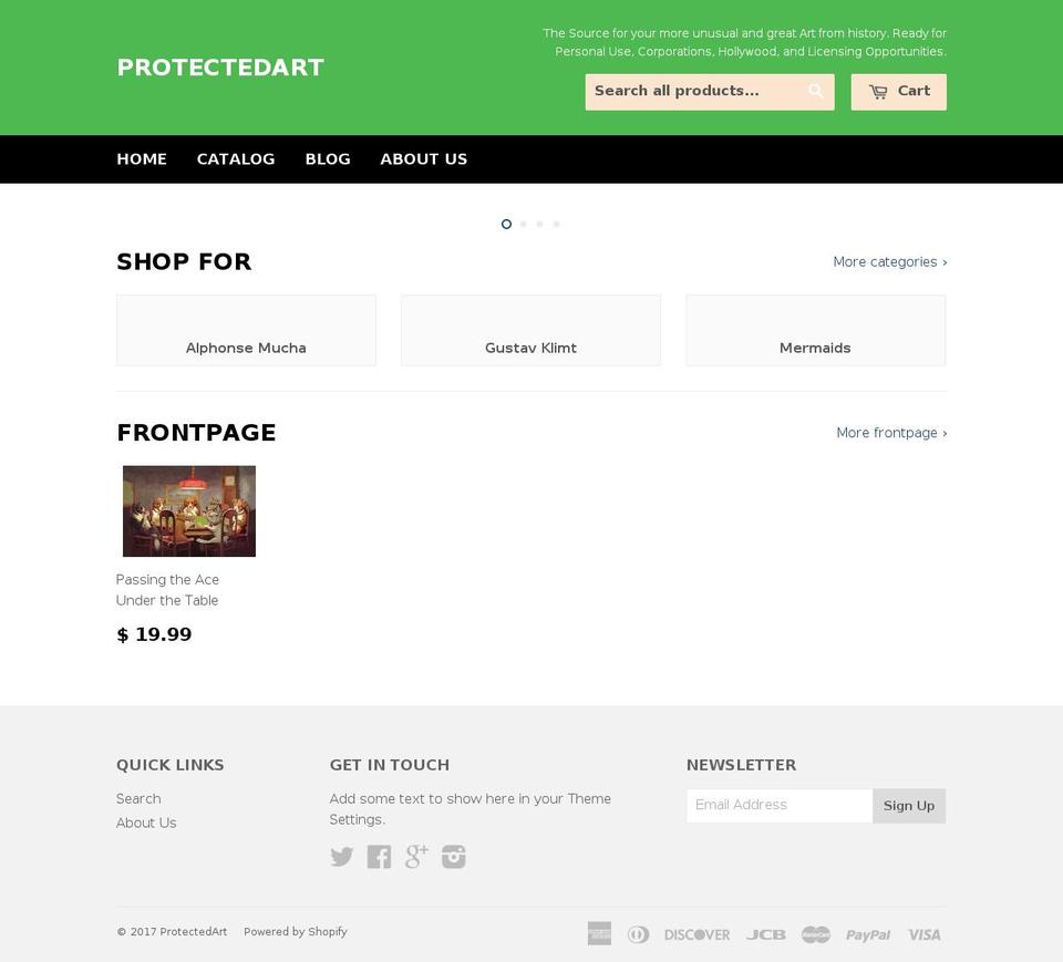 protectedart.net shopify website screenshot