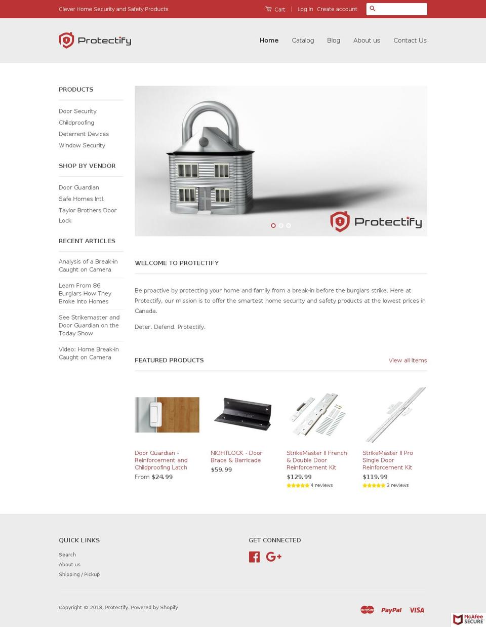 protectify.ca shopify website screenshot