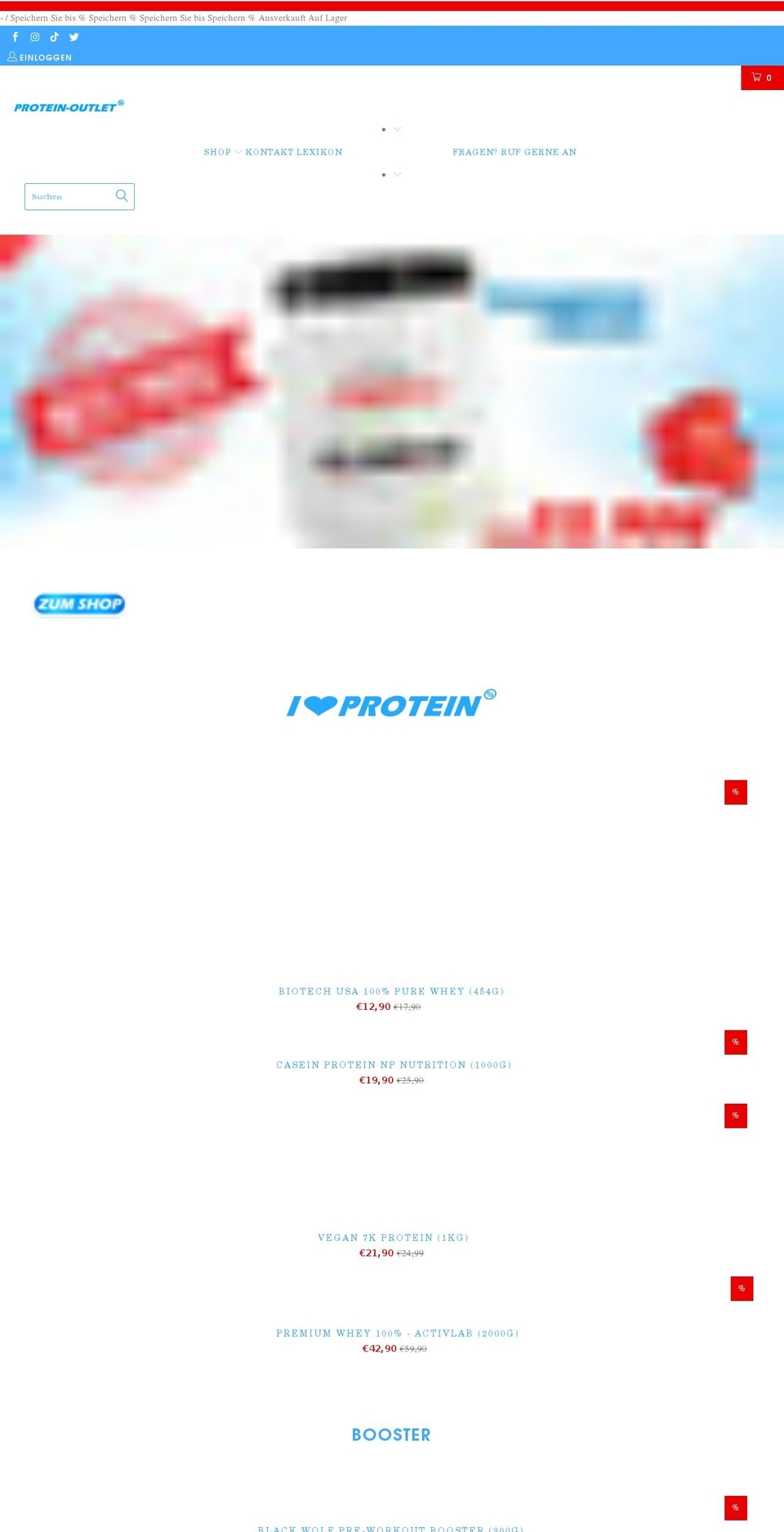 protein-outlet.de shopify website screenshot