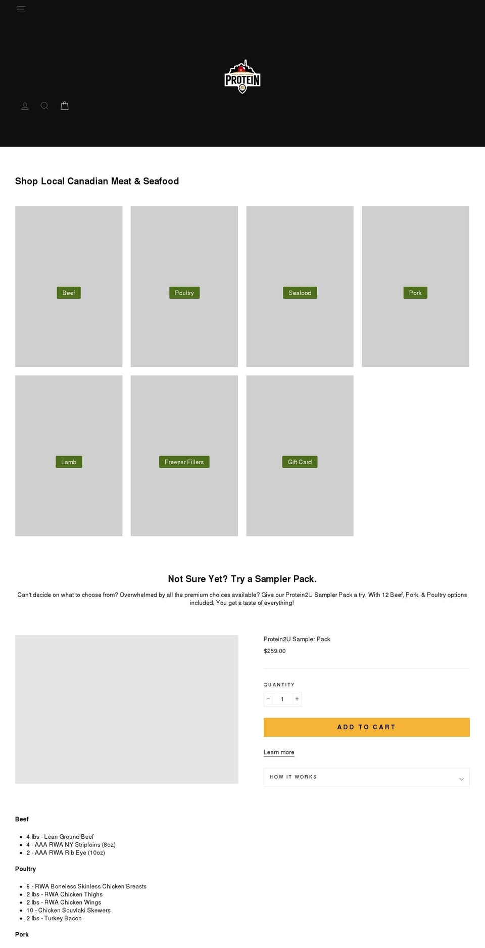 protein2u.ca shopify website screenshot