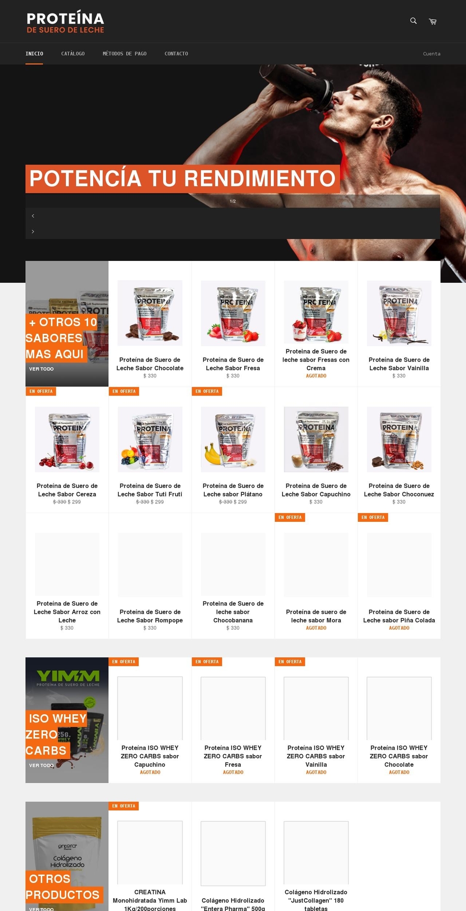 proteinadesuerodeleche.com shopify website screenshot