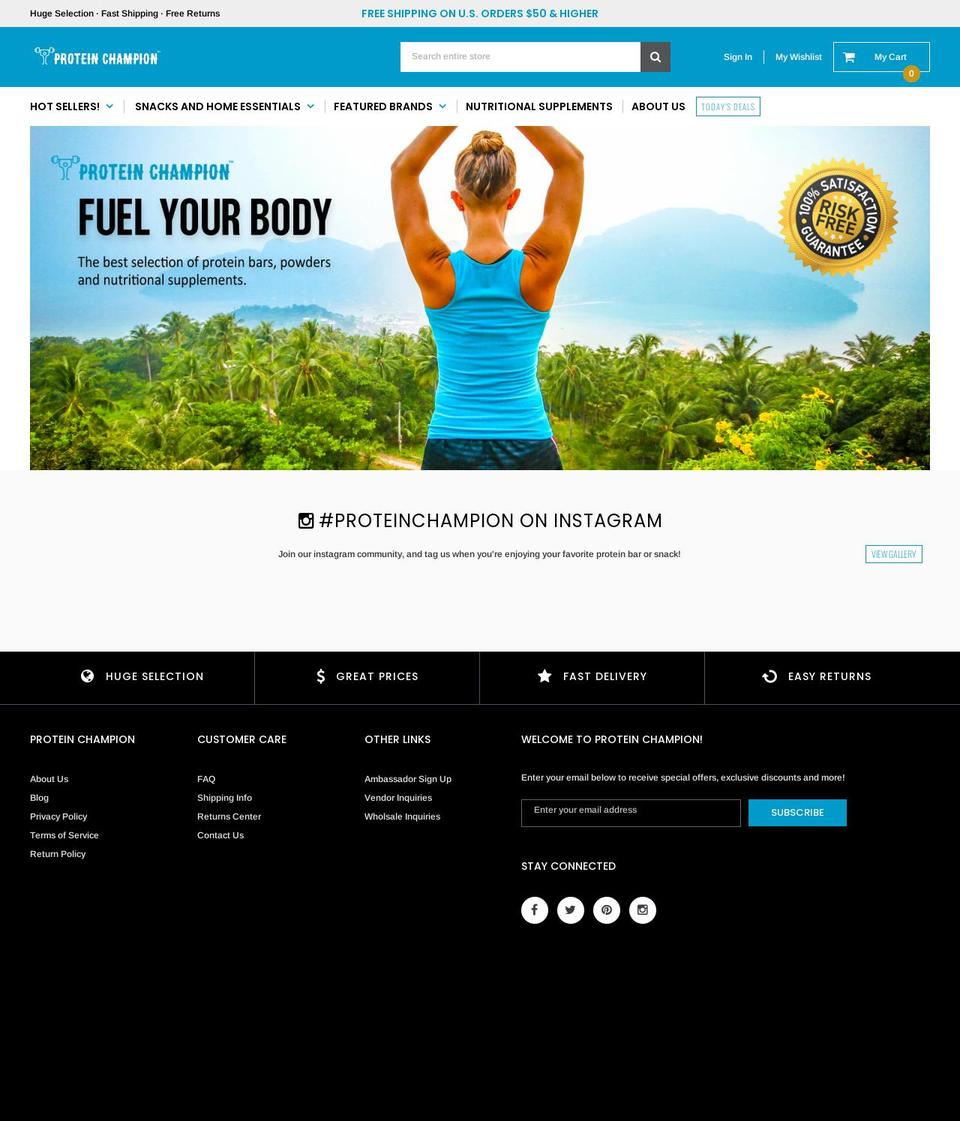 Furnitica Shopify theme site example proteinchampion.com