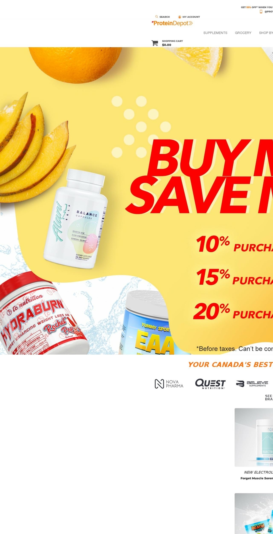 proteindepotcanada.com shopify website screenshot