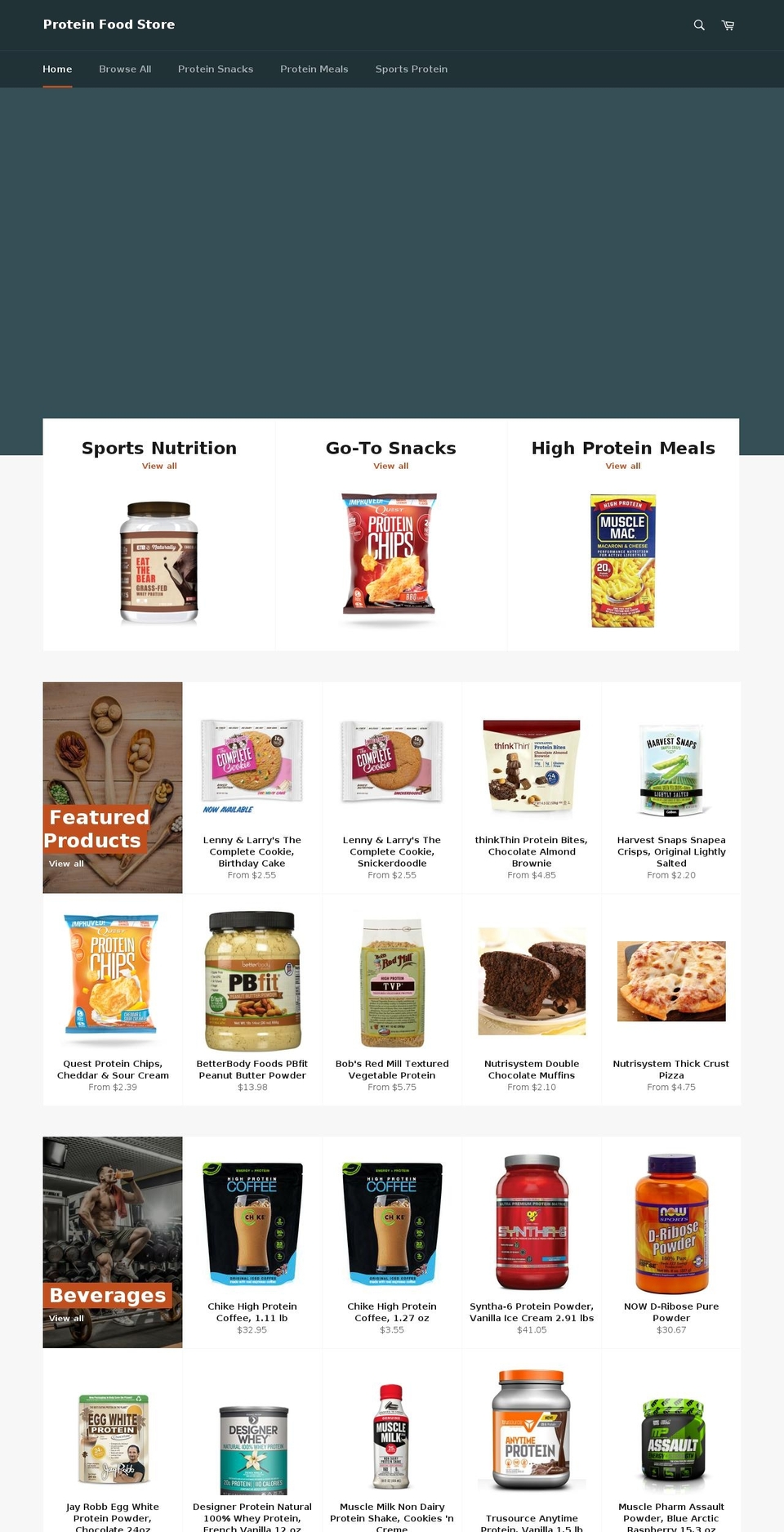 proteinfoodstore.com — Shopify storefront screenshot