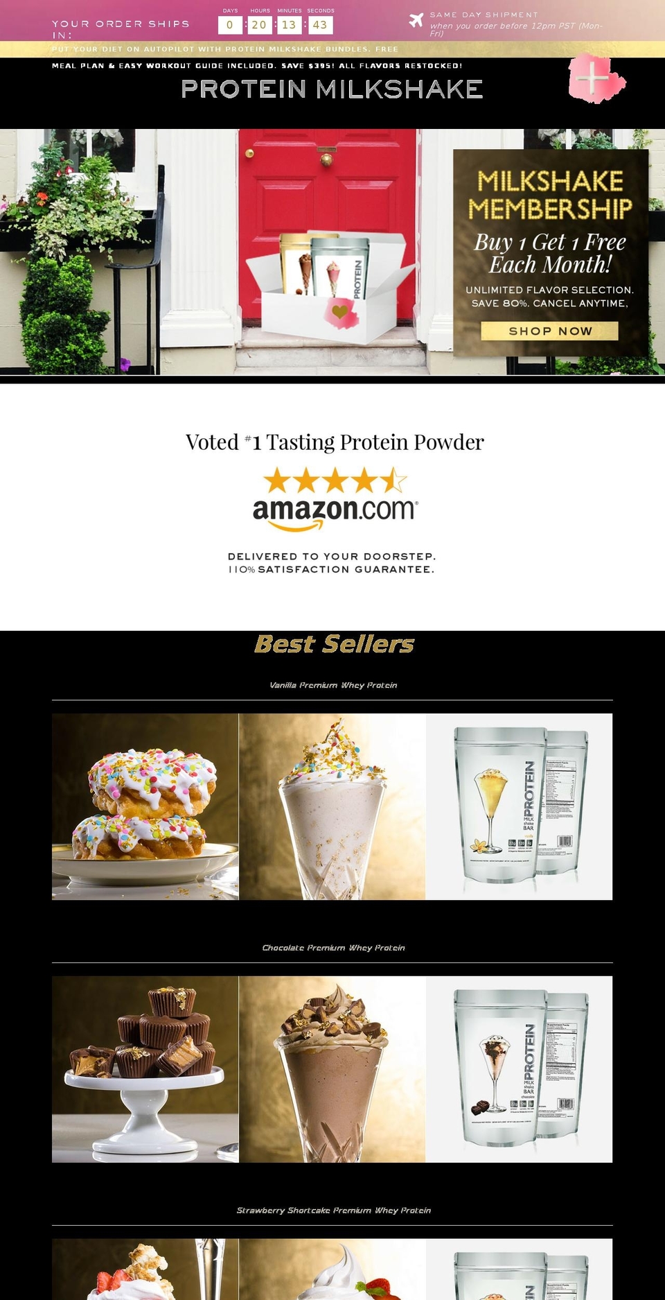 proteinmilkshakebar.com shopify website screenshot