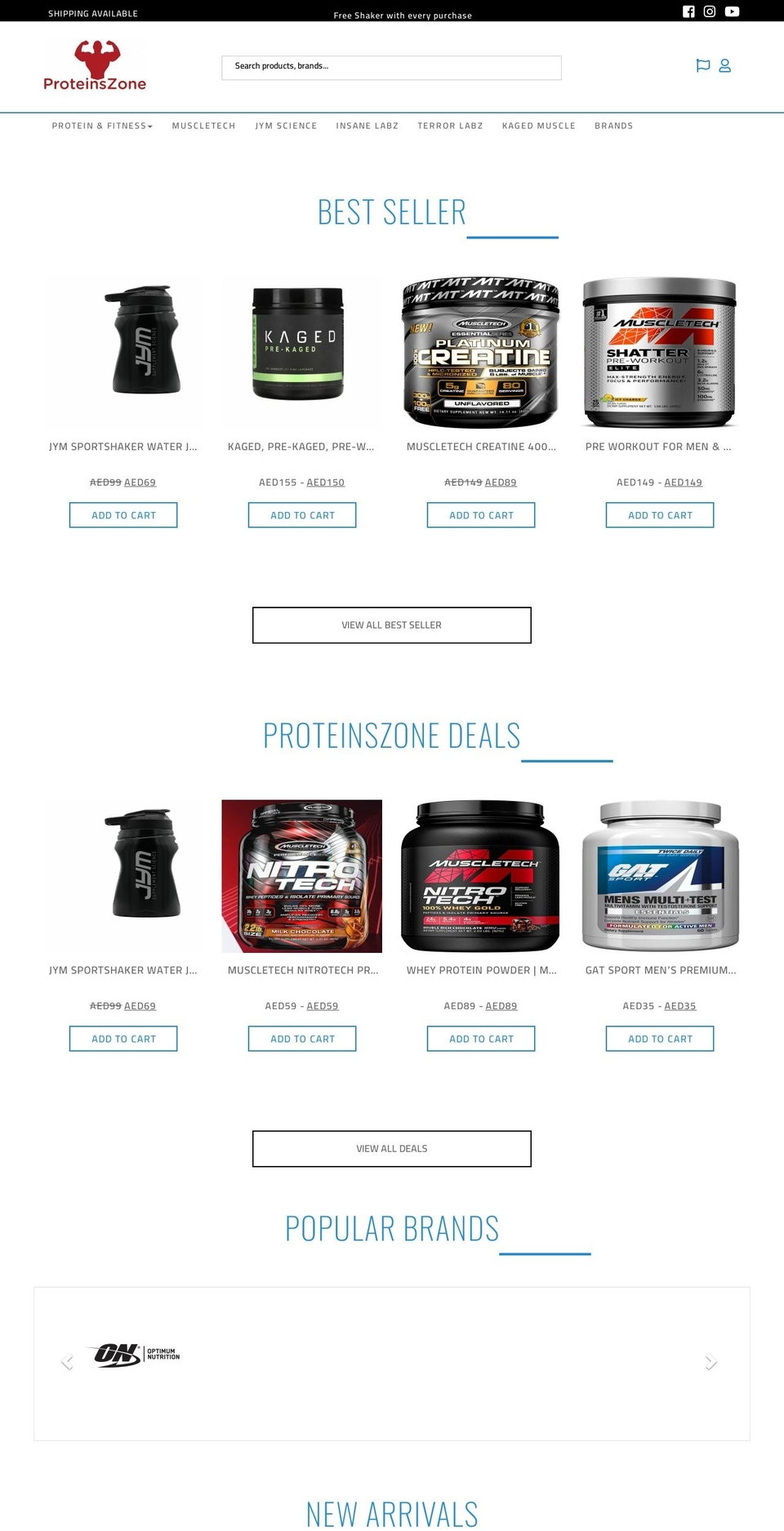 proteinszone.com — Shopify storefront screenshot