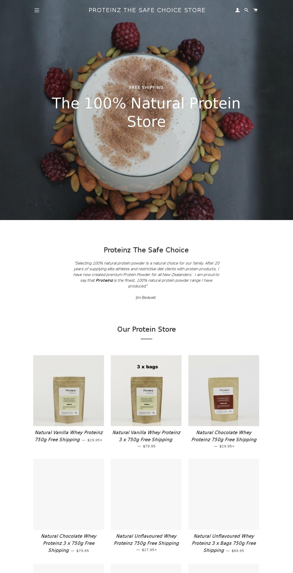 proteinz.co.nz shopify website screenshot