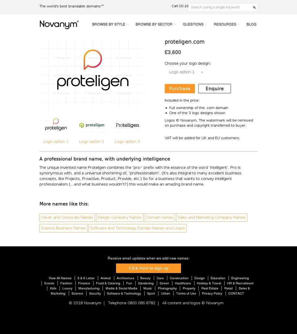 proteligen.com — Shopify storefront screenshot