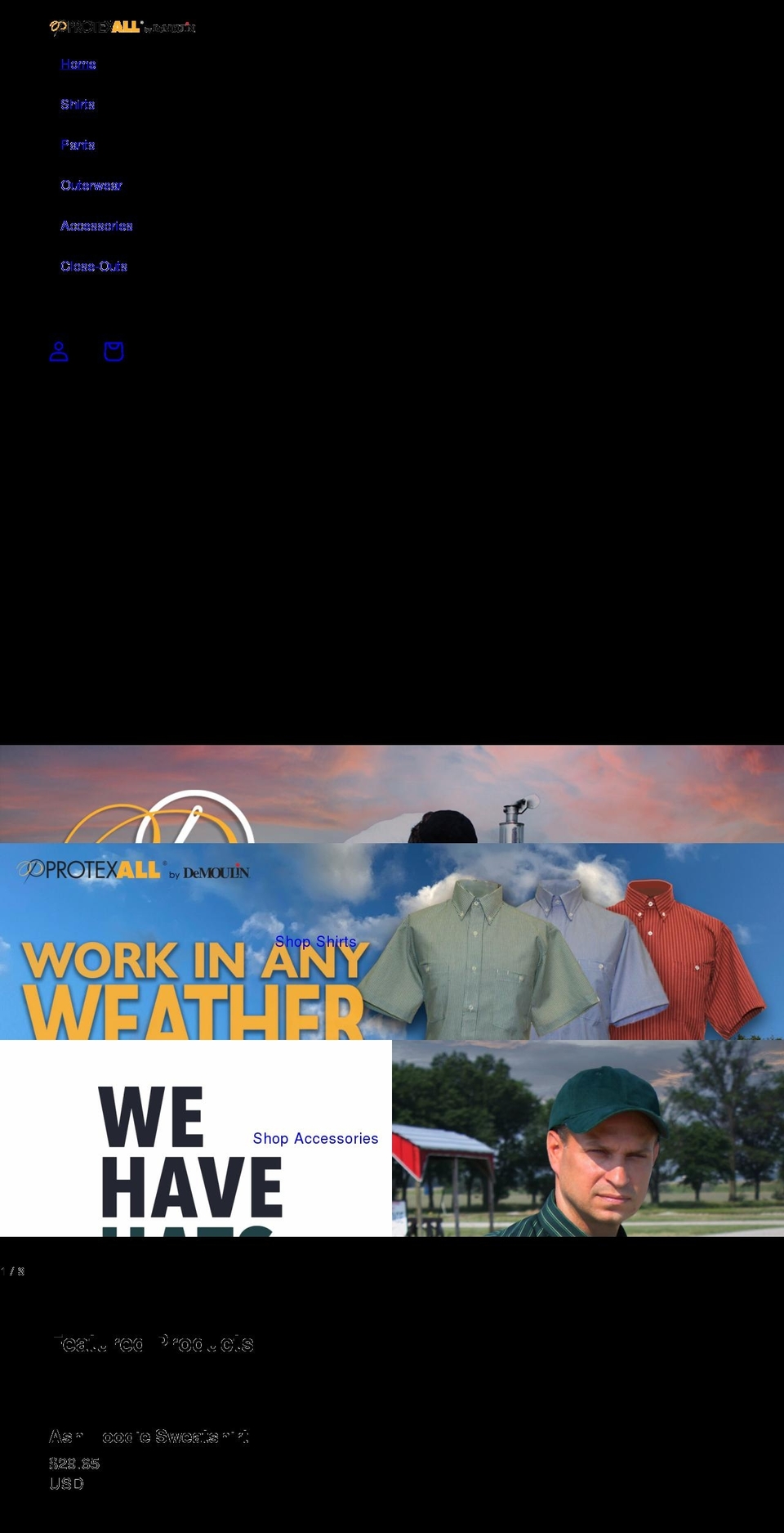 protexalluniforms.com shopify website screenshot