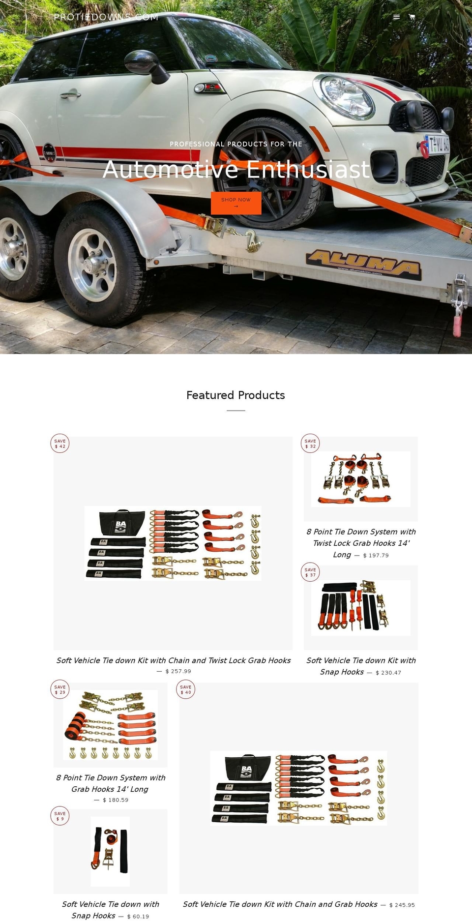 protiedowns.com shopify website screenshot