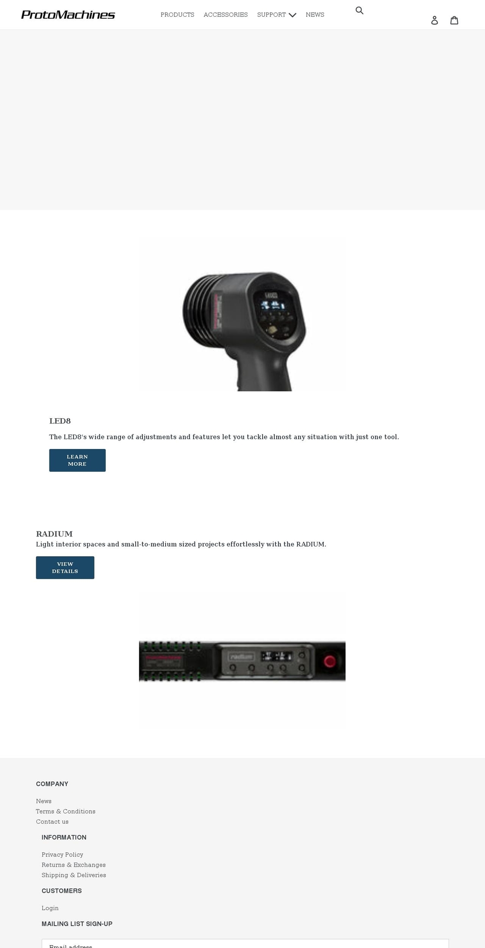 protomachines.com shopify website screenshot