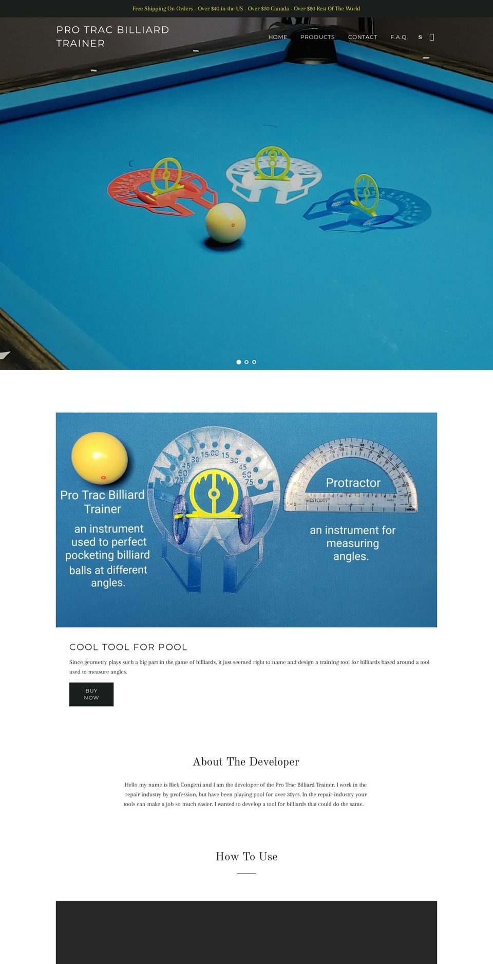 protracbilliardtrainer.com shopify website screenshot