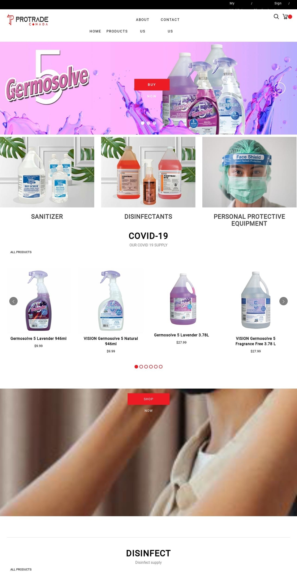 protradecanada.com shopify website screenshot