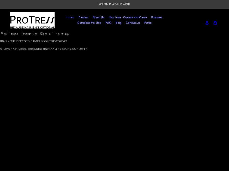 protresshaircare.co.uk shopify website screenshot