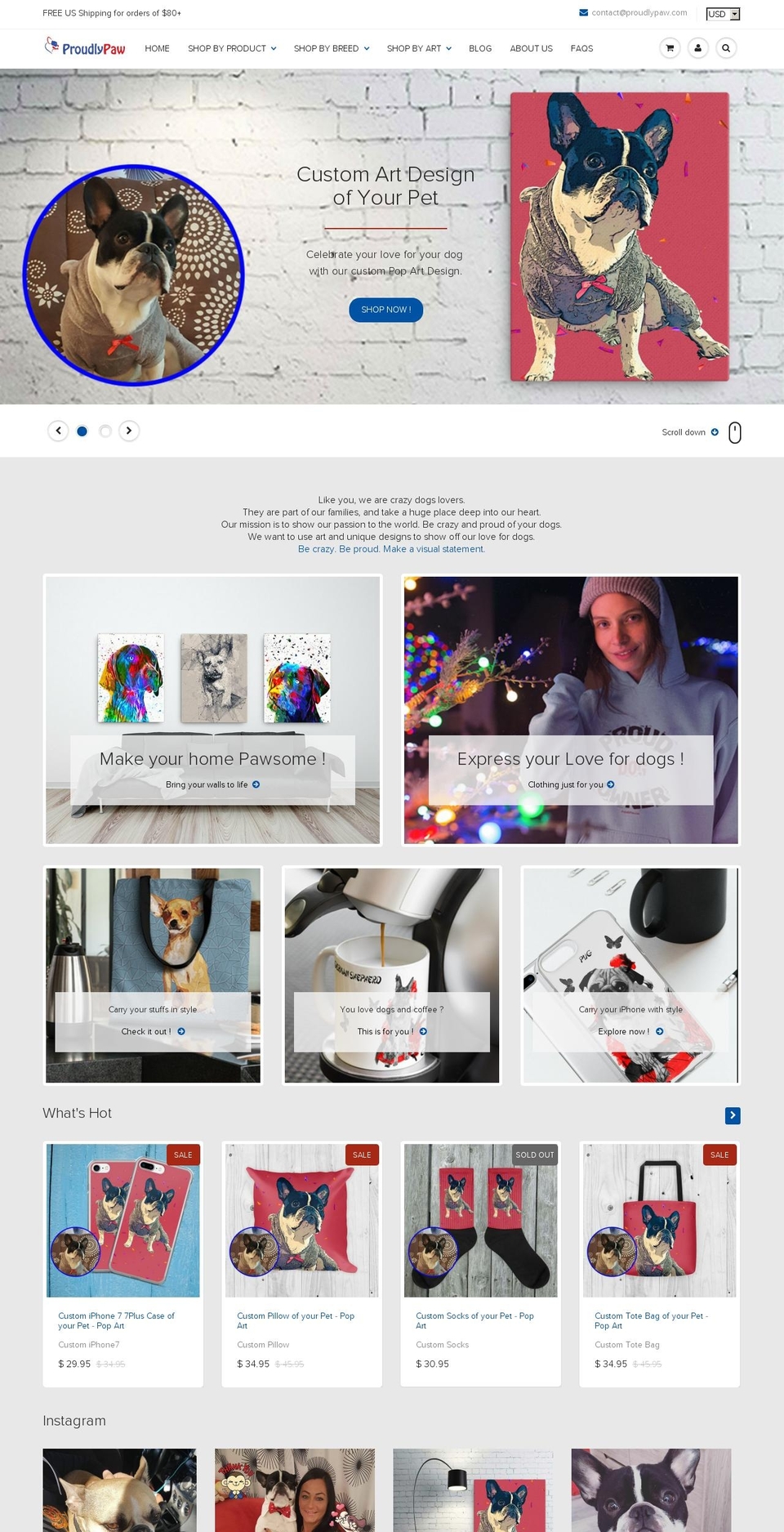 proudlypaw.com shopify website screenshot
