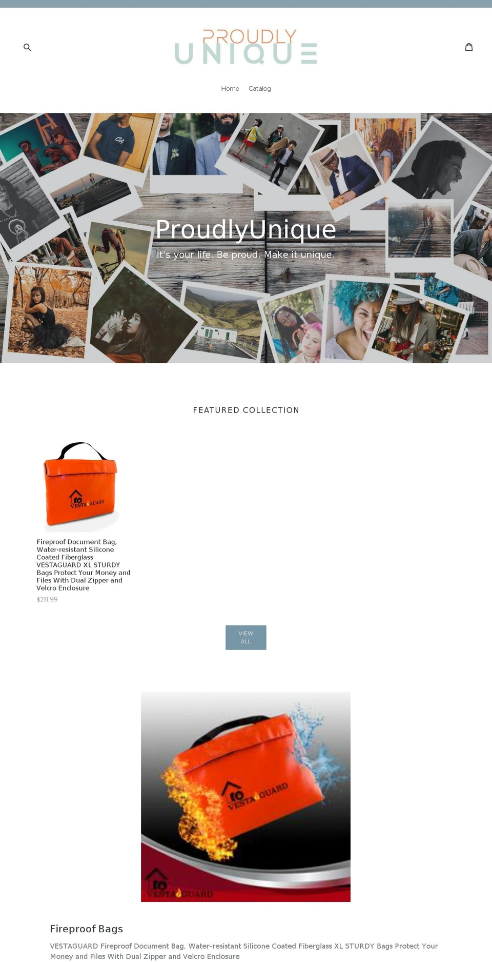 proudlyunique.com — Shopify storefront screenshot