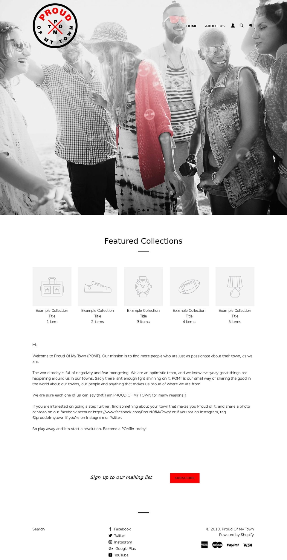 proudofmytown.com — Shopify storefront screenshot