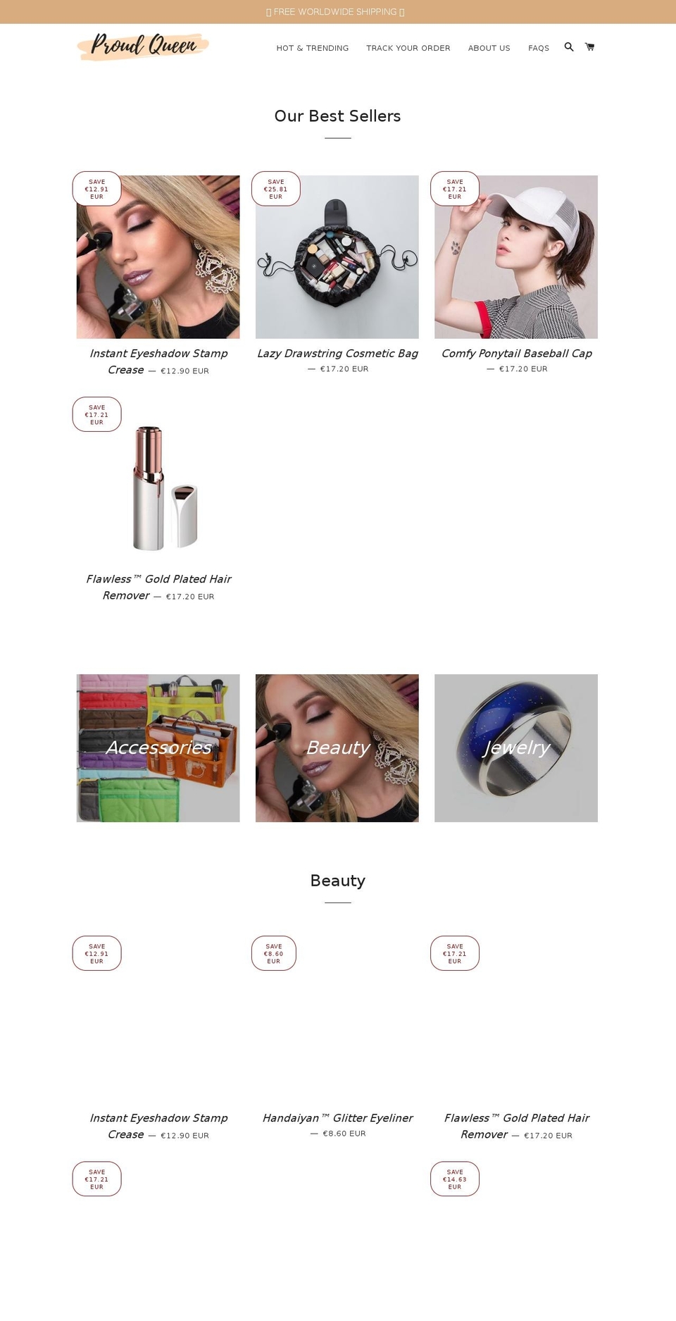 proudqueen.com — Shopify storefront screenshot