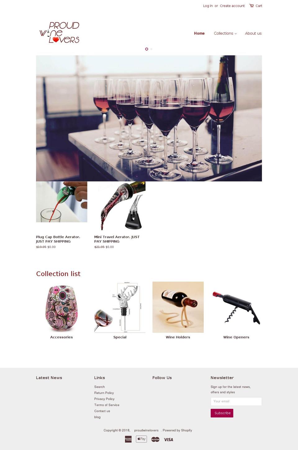 proudwinelovers.com — Shopify storefront screenshot