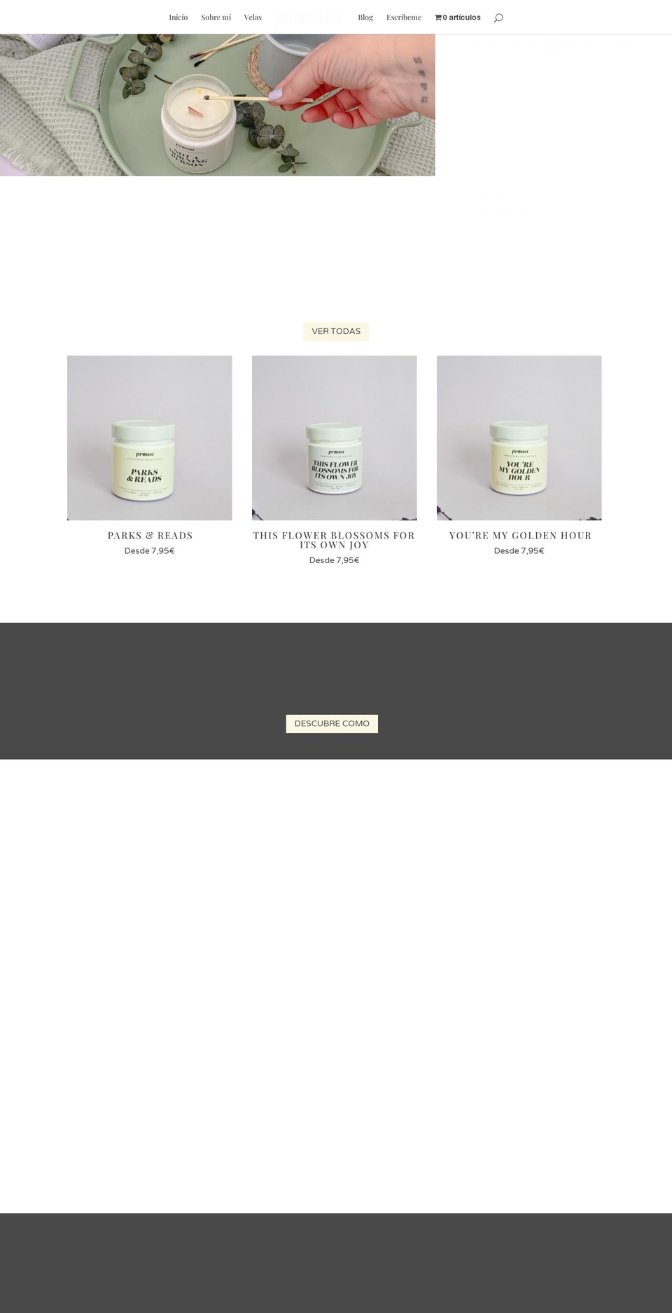 proustcandles.com — Shopify storefront screenshot