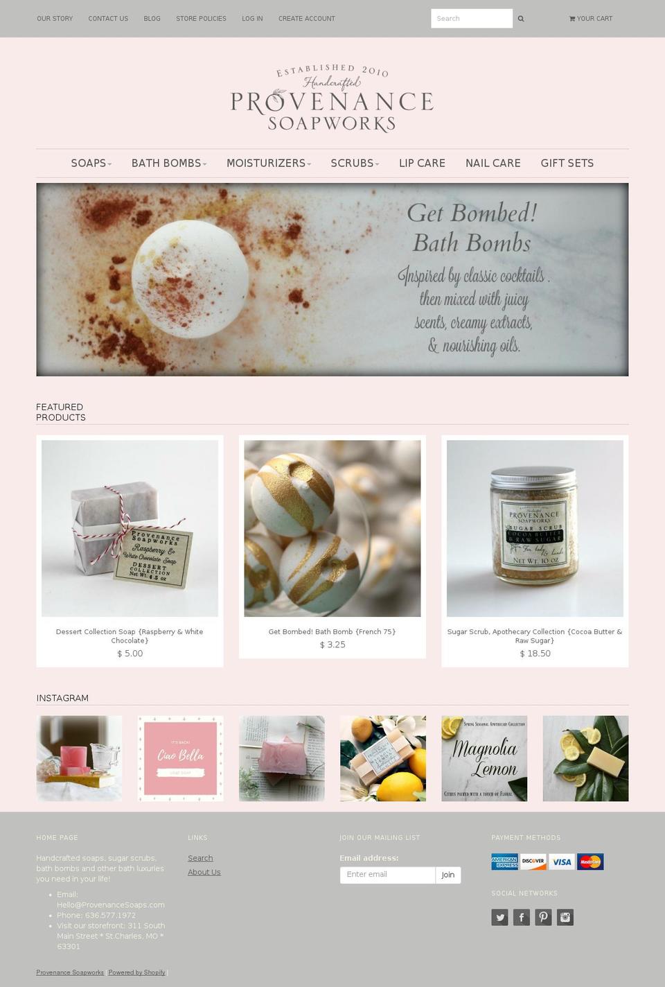 provenancesoaps.com shopify website screenshot