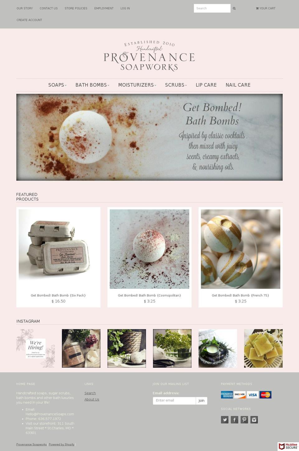 provenancesoapworks.com — Shopify storefront screenshot