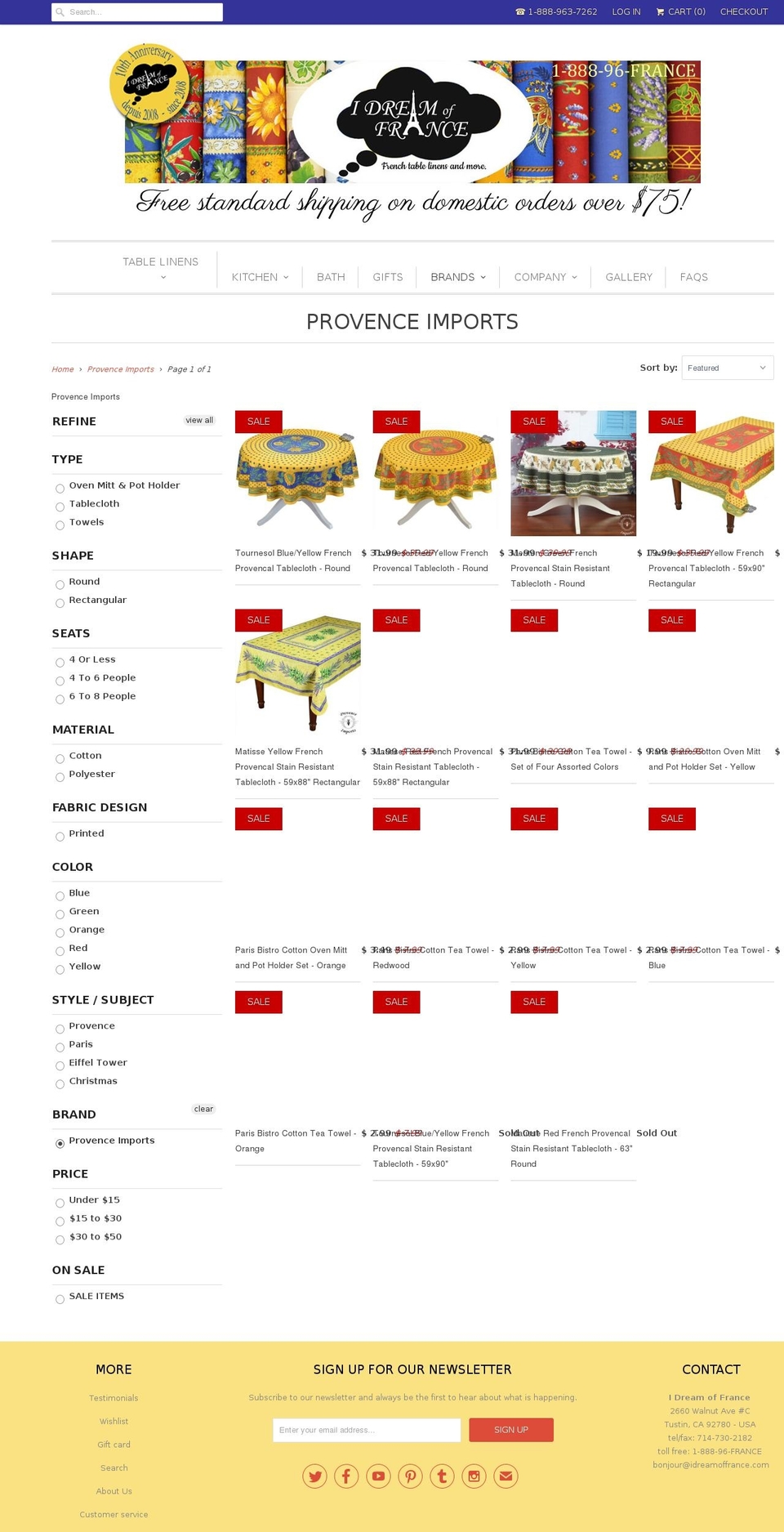 provence-imports.com — Shopify storefront screenshot