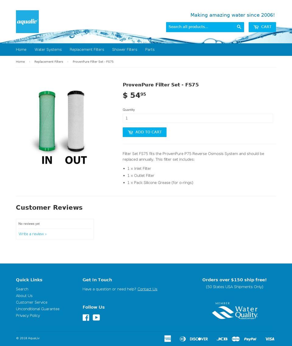 AquaLiv (Supply) Shopify theme site example provenpure.com