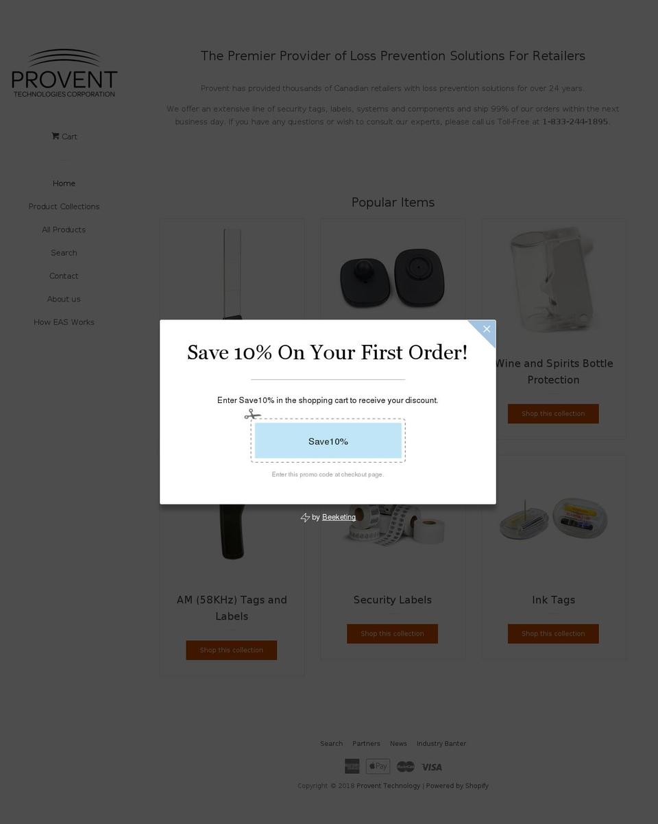 proventtechnology.com — Shopify storefront screenshot