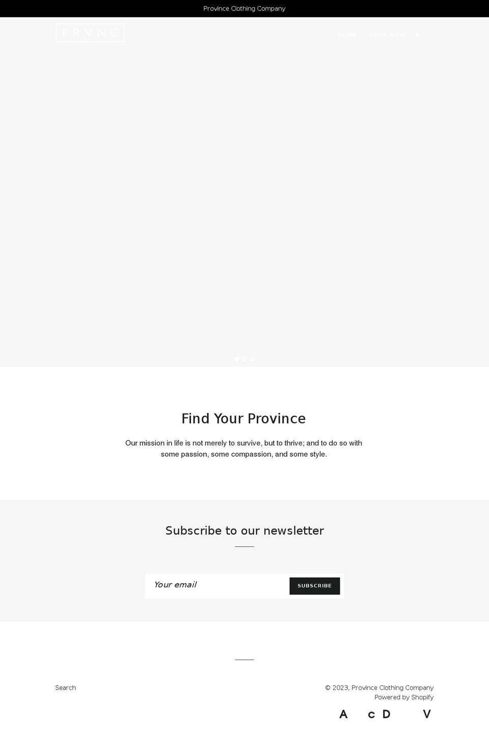 provinceclothingcompany.com shopify website screenshot