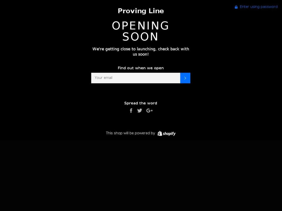 provingline.com — Shopify storefront screenshot