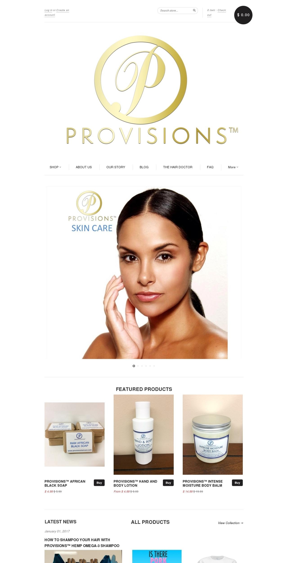 provisionshaircare.com shopify website screenshot
