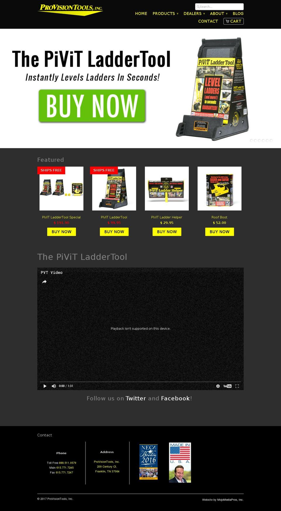 provisiontools.com shopify website screenshot