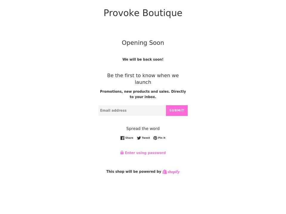 provokeboutique.com shopify website screenshot