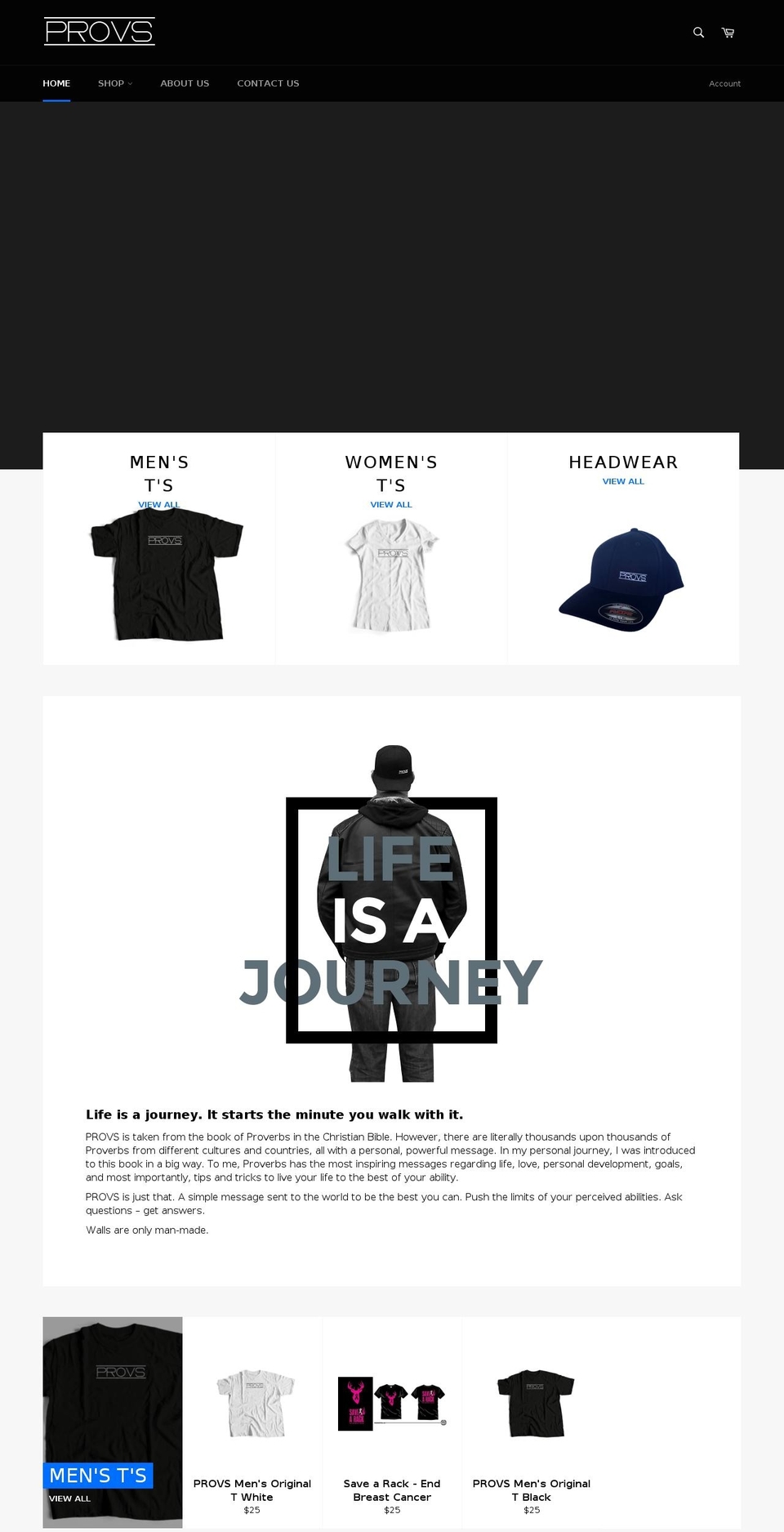 provsapparel.com — Shopify storefront screenshot