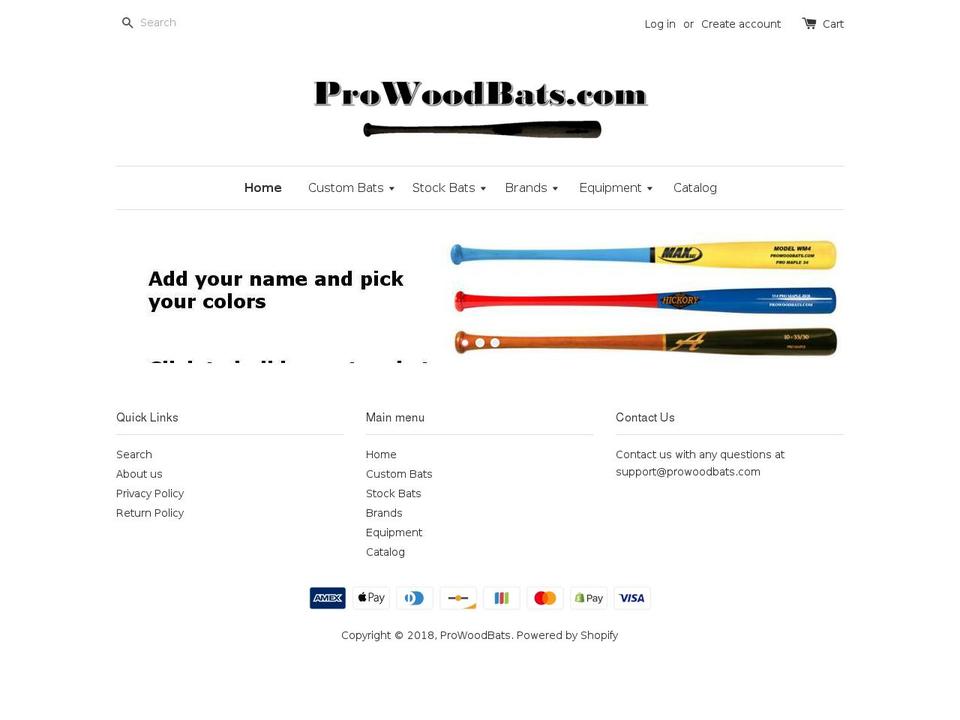 prowoodbats.com — Shopify storefront screenshot