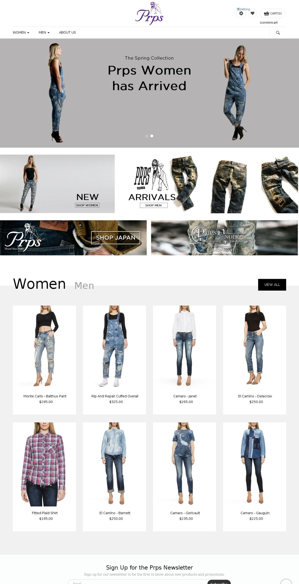 prpsjeans.com shopify website screenshot