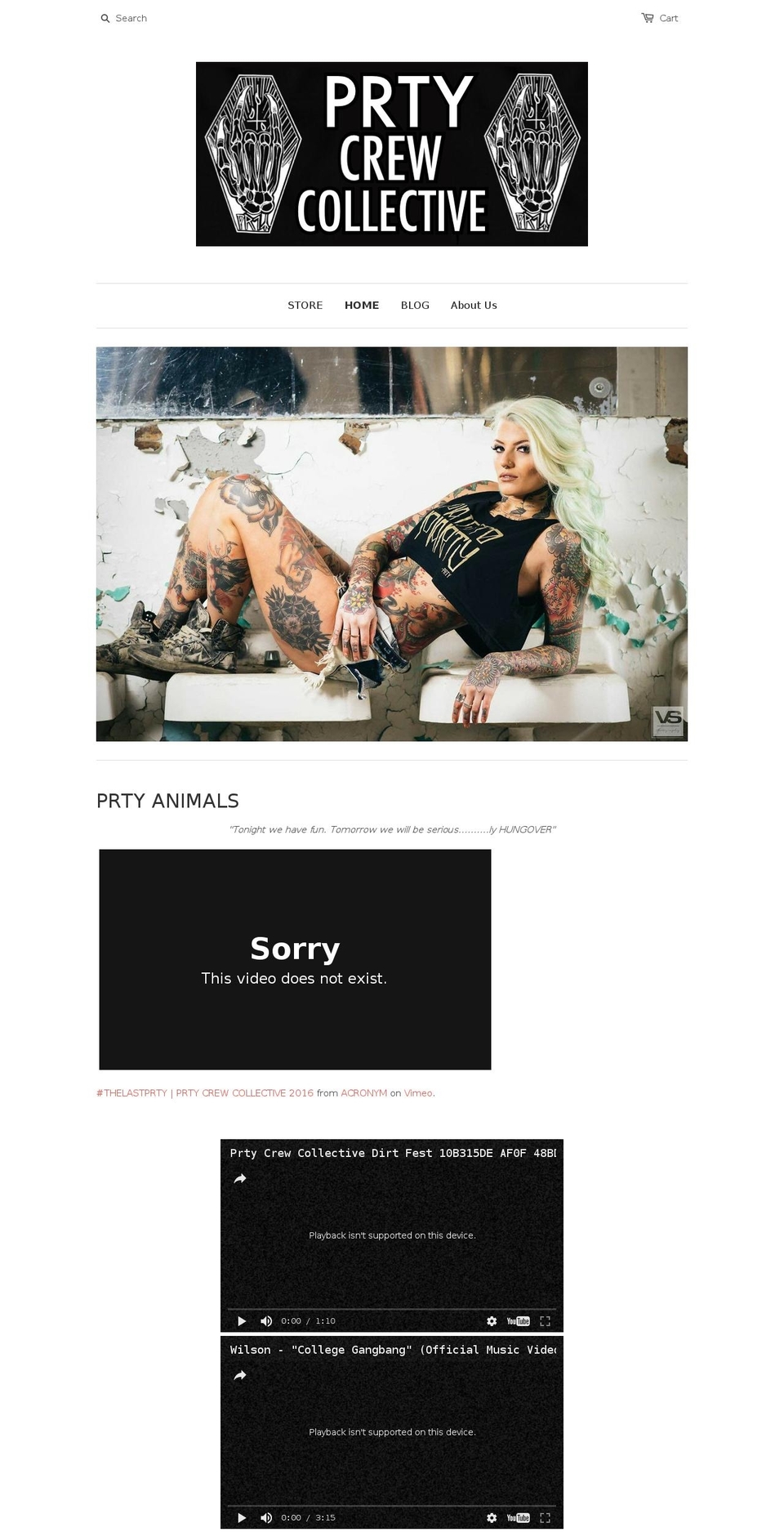 prtycrewcollective.com shopify website screenshot