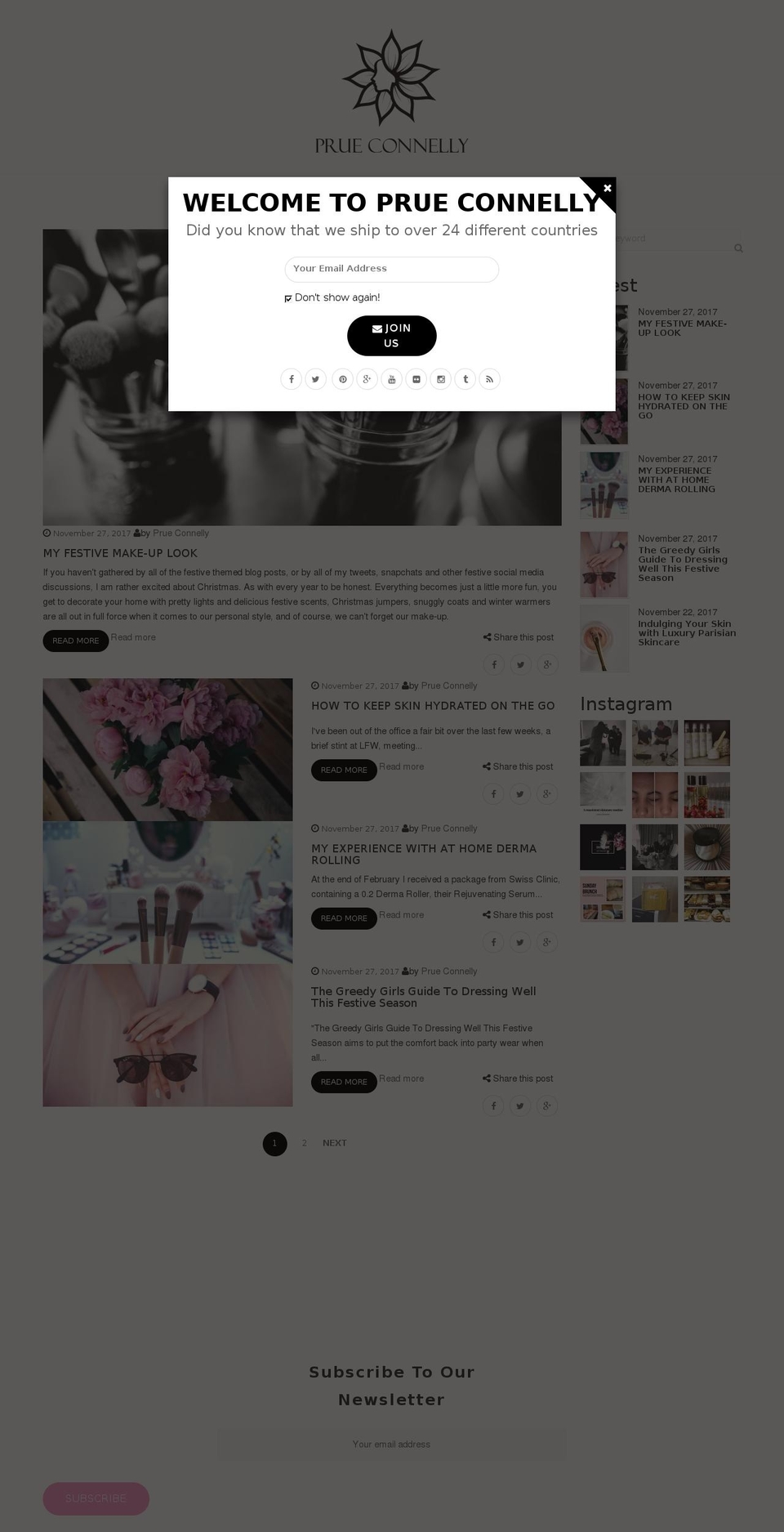 prueconnelly.com — Shopify storefront screenshot