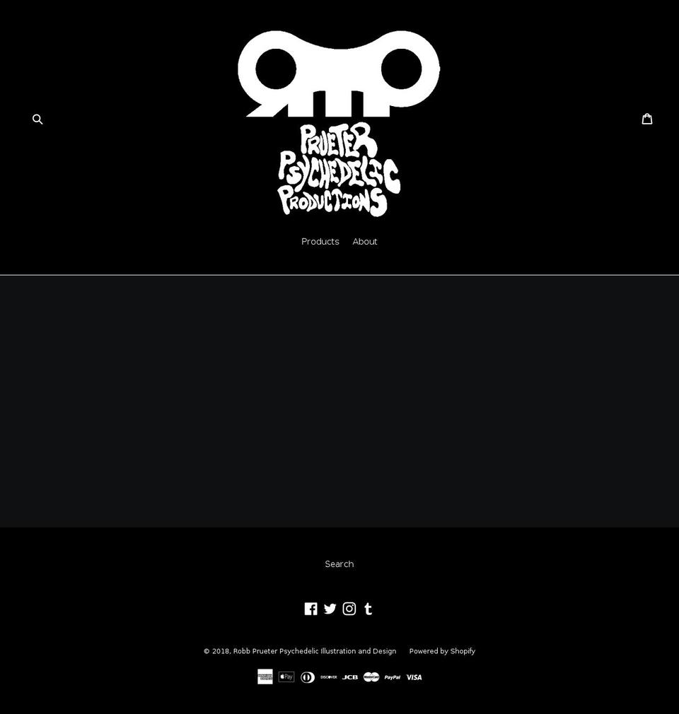 prueterpsychedelicproductions.com — Shopify storefront screenshot