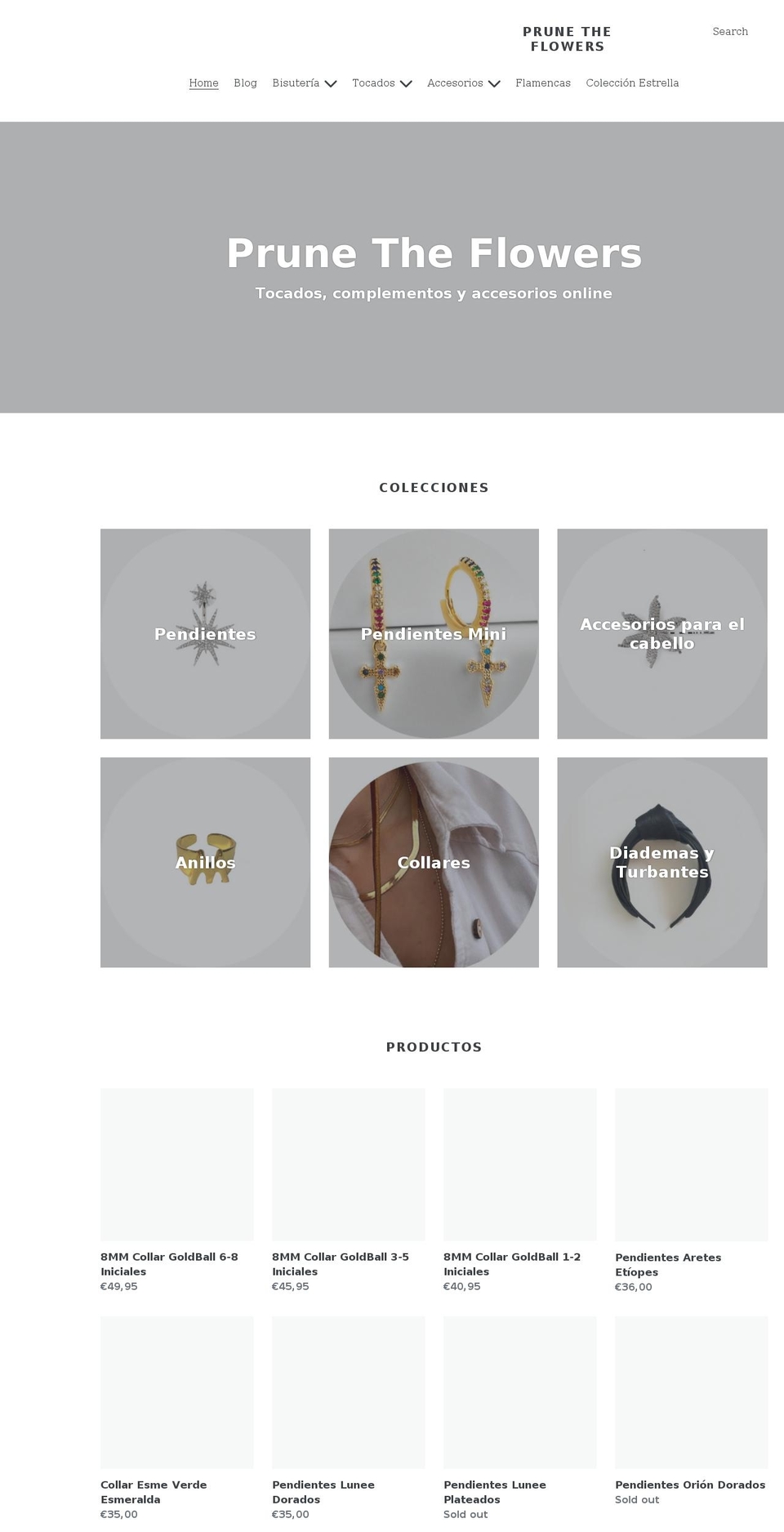 prunetheflowers.com shopify website screenshot